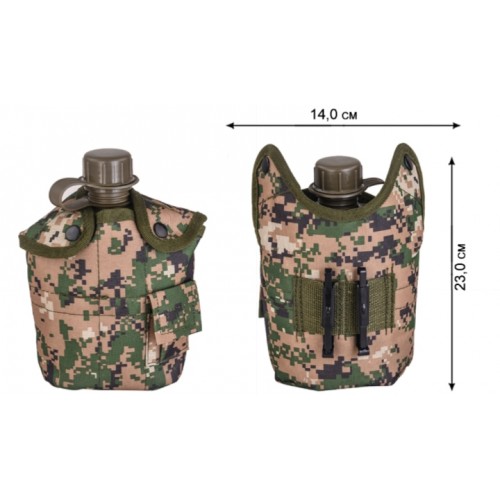 Армейская фляга с кружкой-котелком в чехле камуфляжа Marpat Digital Woodland